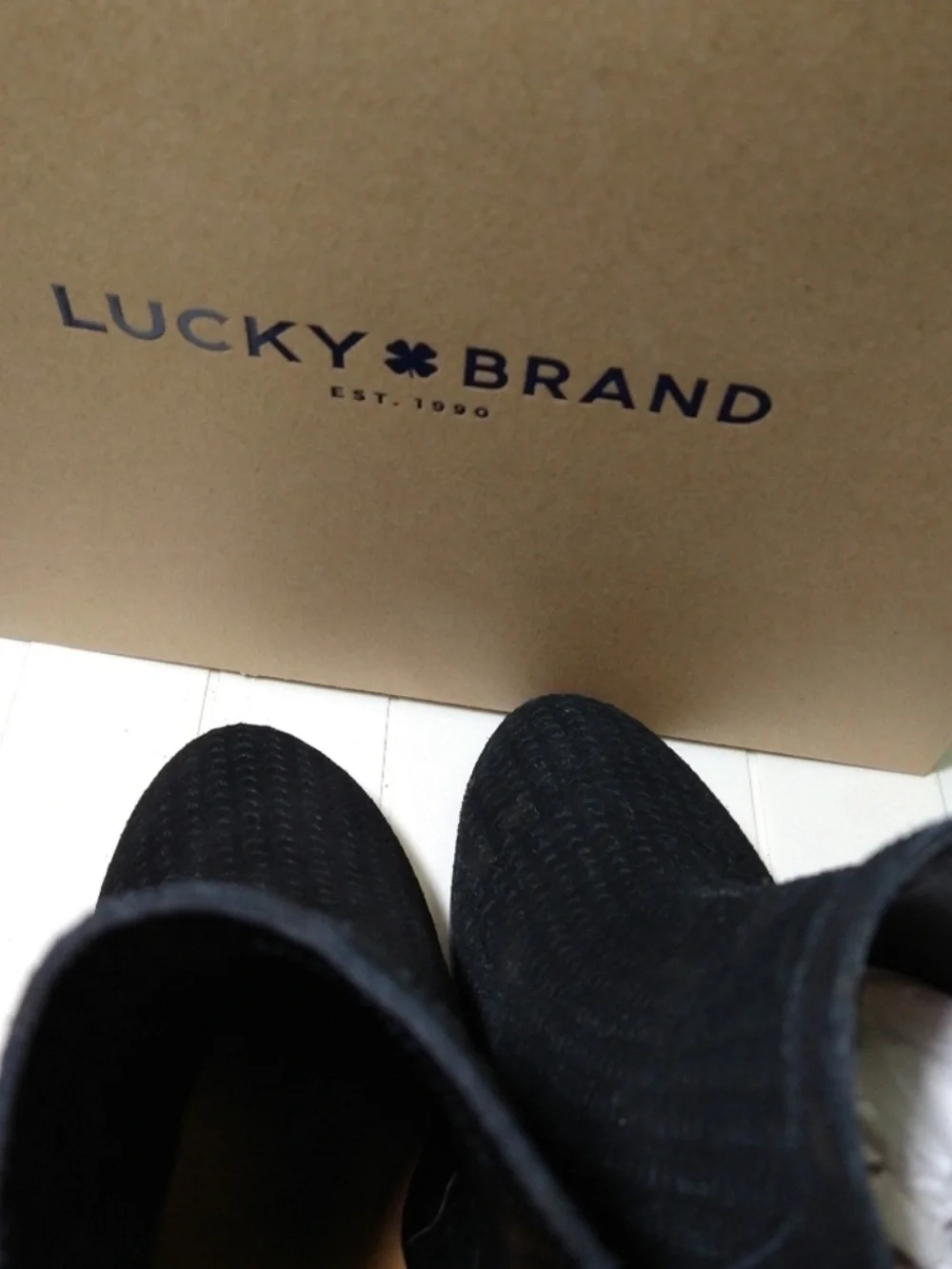 Lucky Brand Black Suede Textured Ankle Booties with Side Zip
